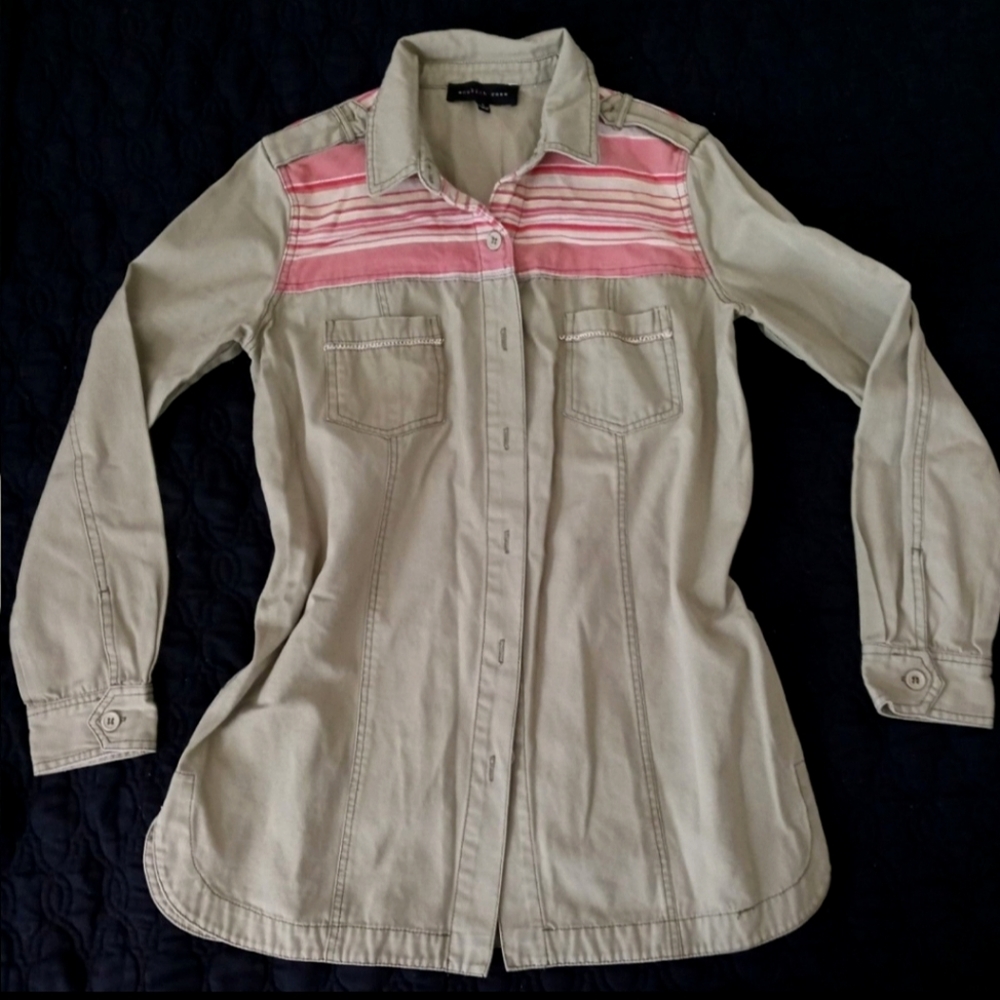 English rose green button up shacket